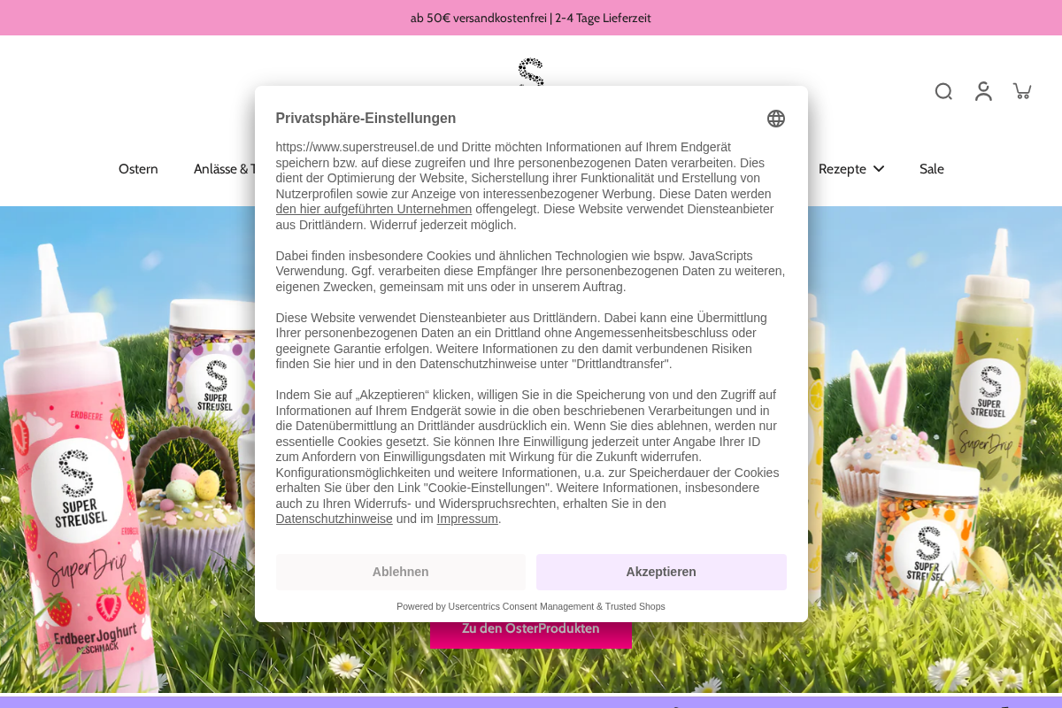 Super Streusel homepage screenshot