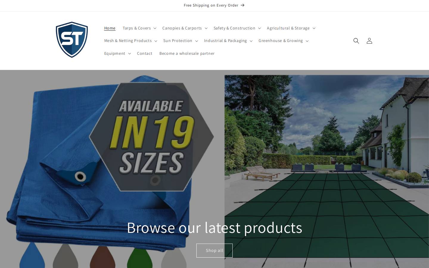 supertarps.com homepage screenshot