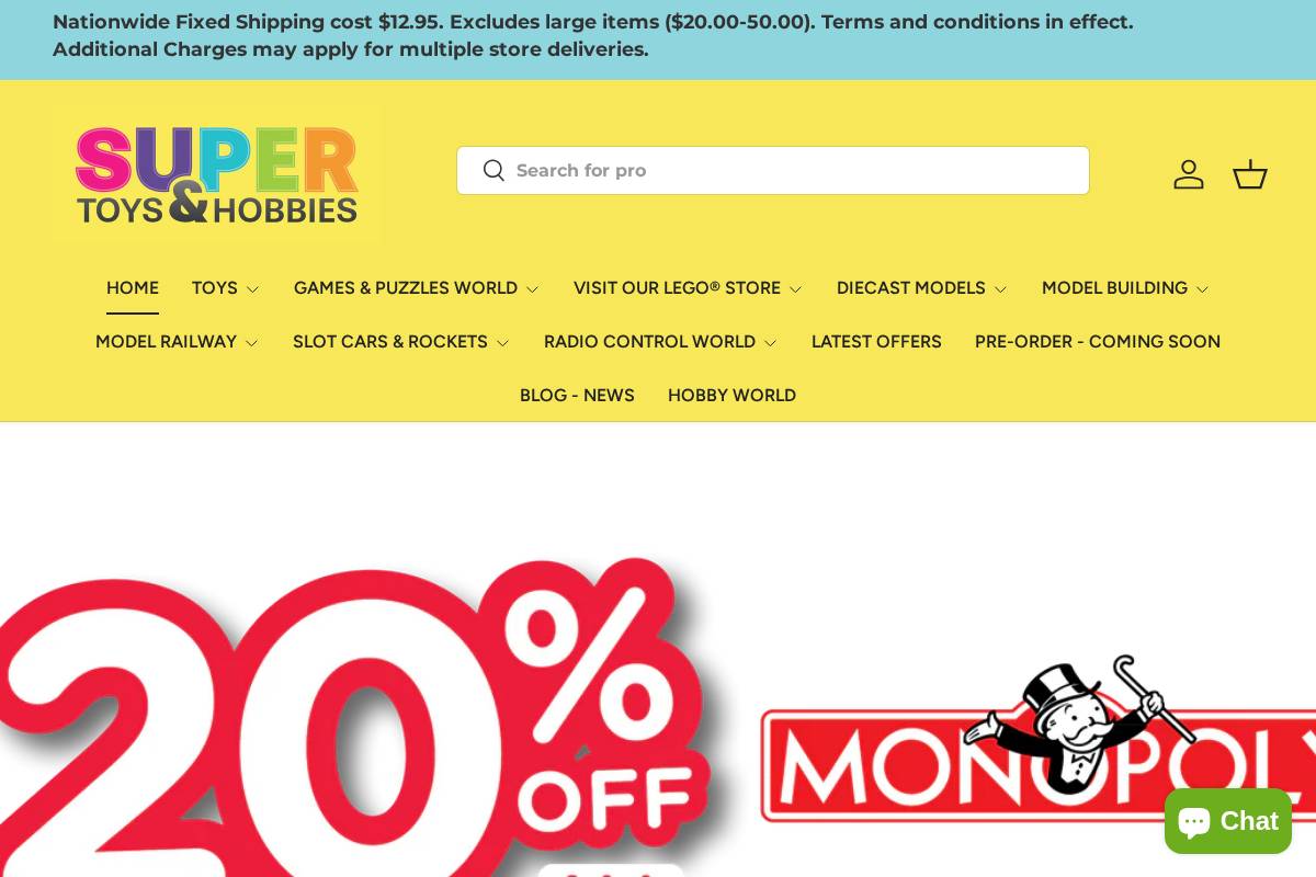 supertoysandhobbies.com.au homepage screenshot