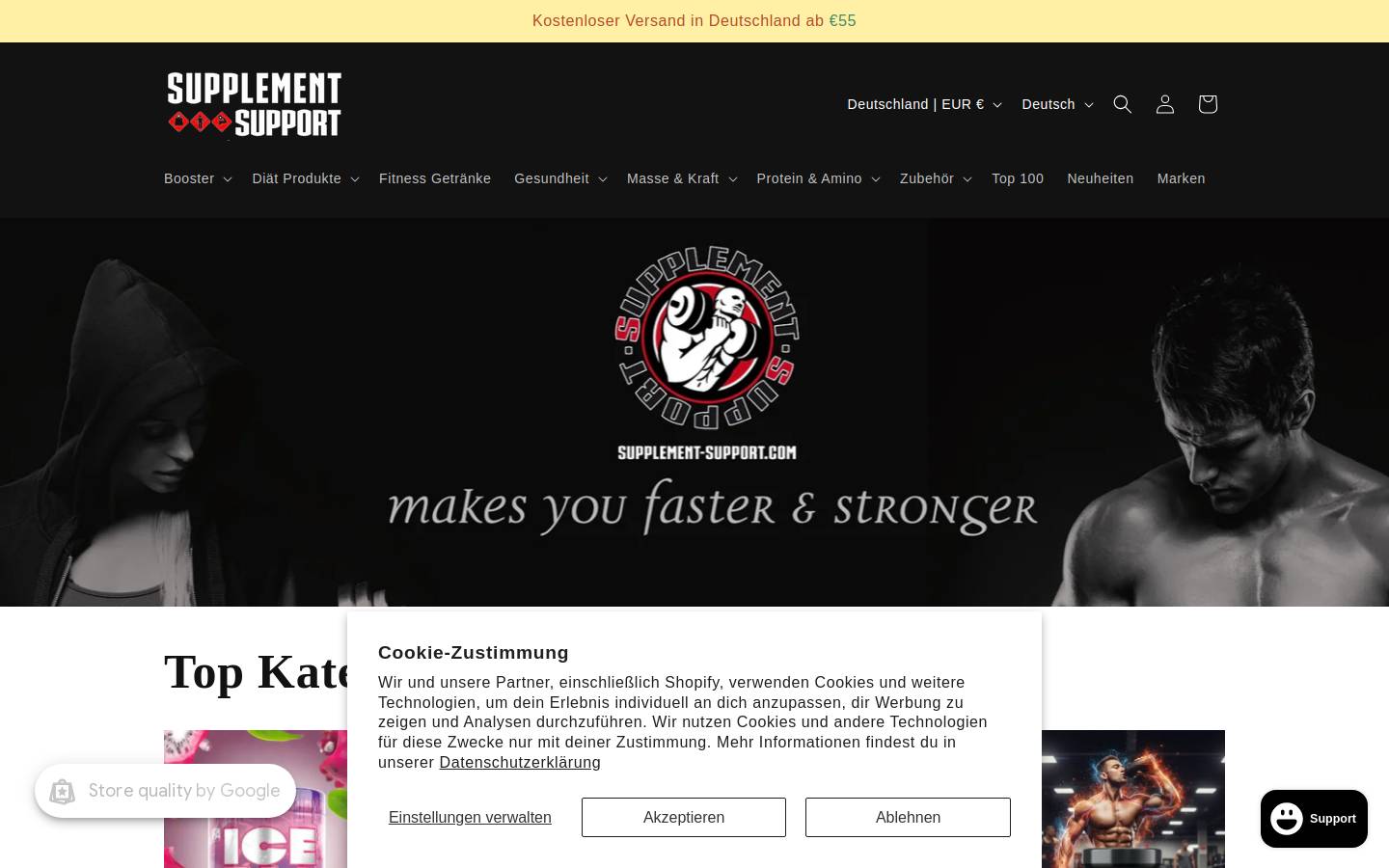 Supplement Support homepage screenshot