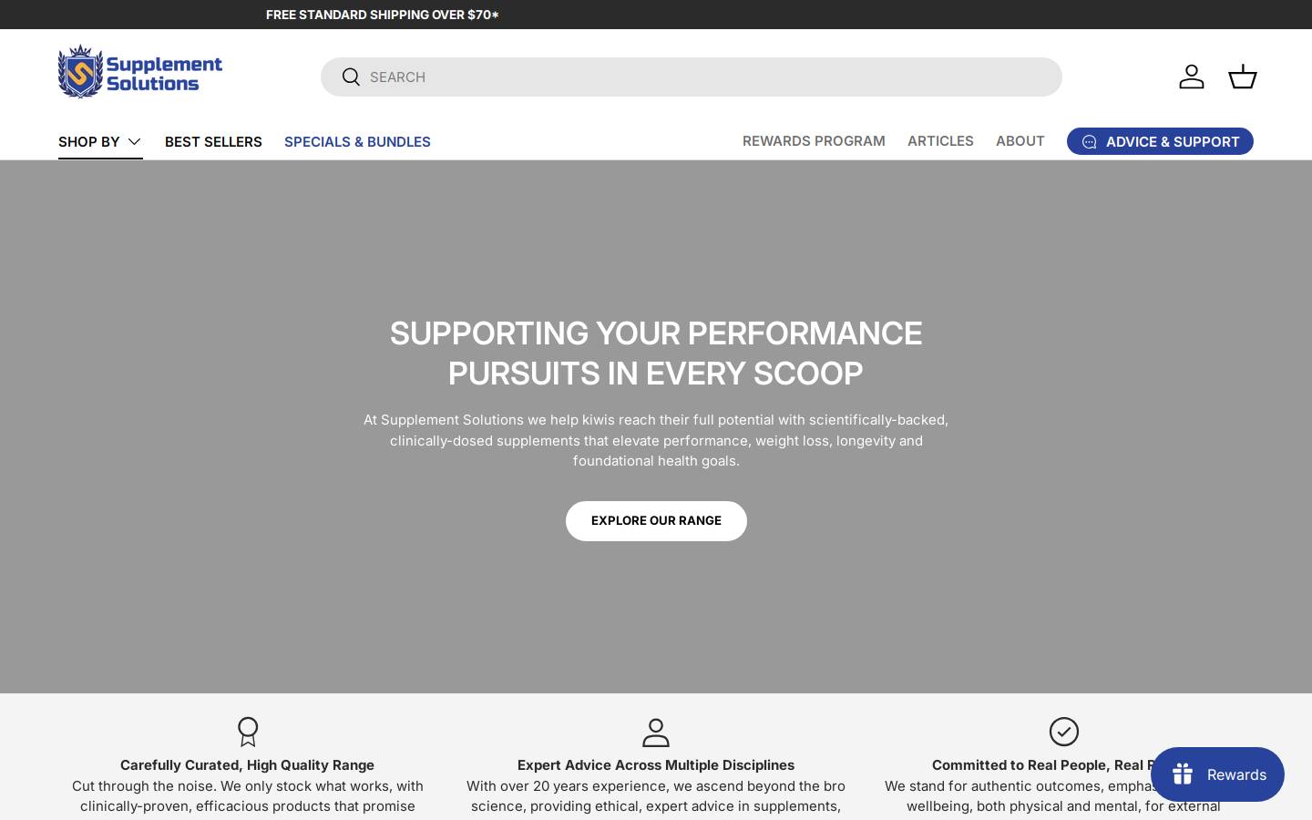 Supplement Solutions homepage screenshot