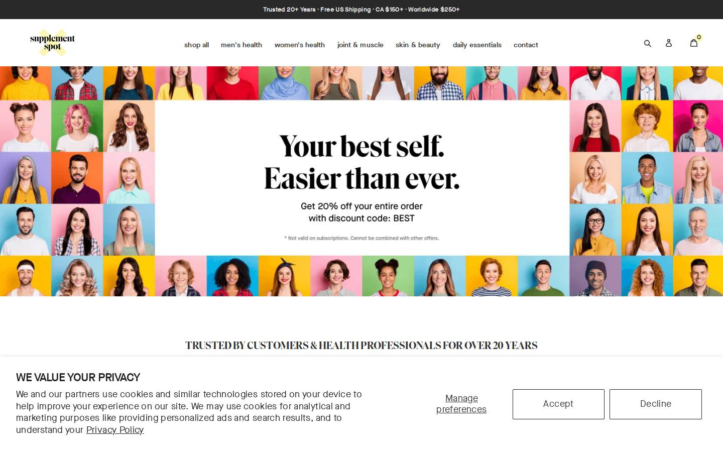 Supplement Spot homepage screenshot