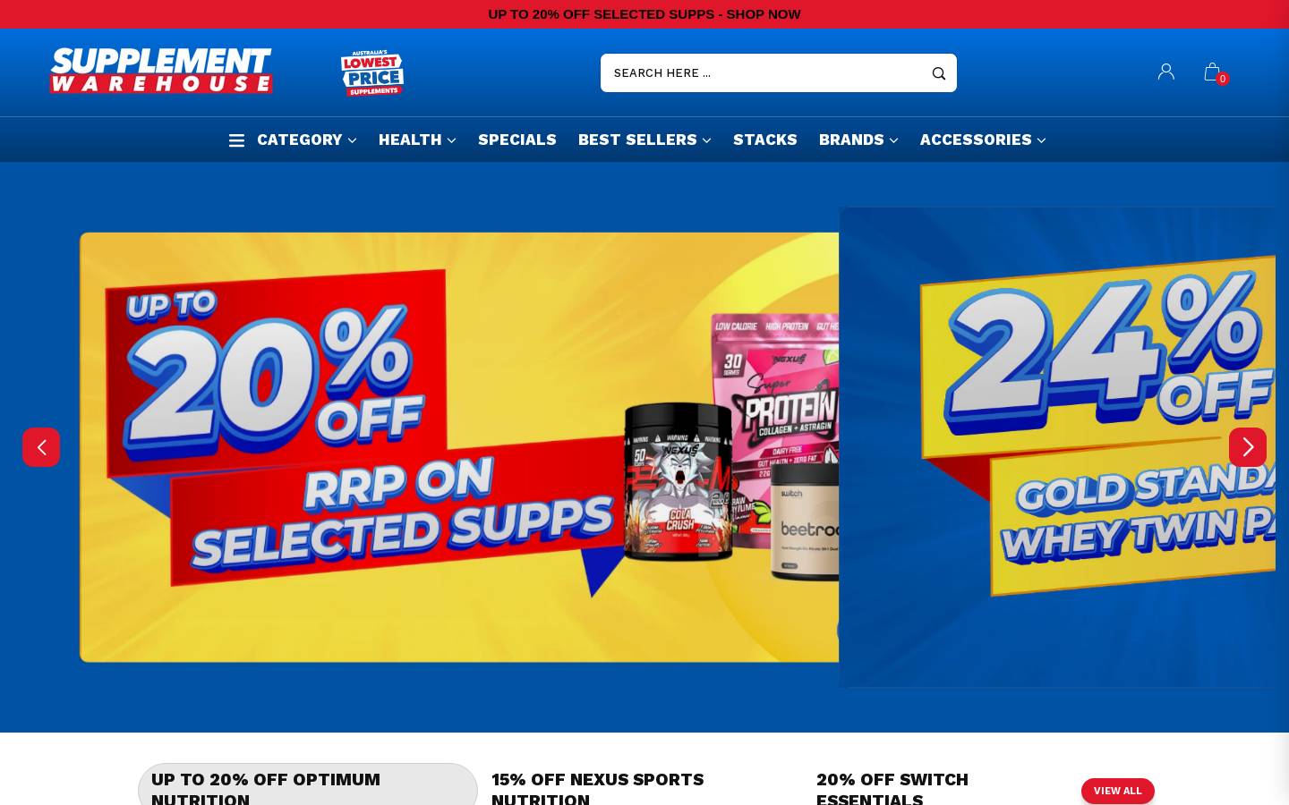 SupplementWarehouse.com  homepage screenshot