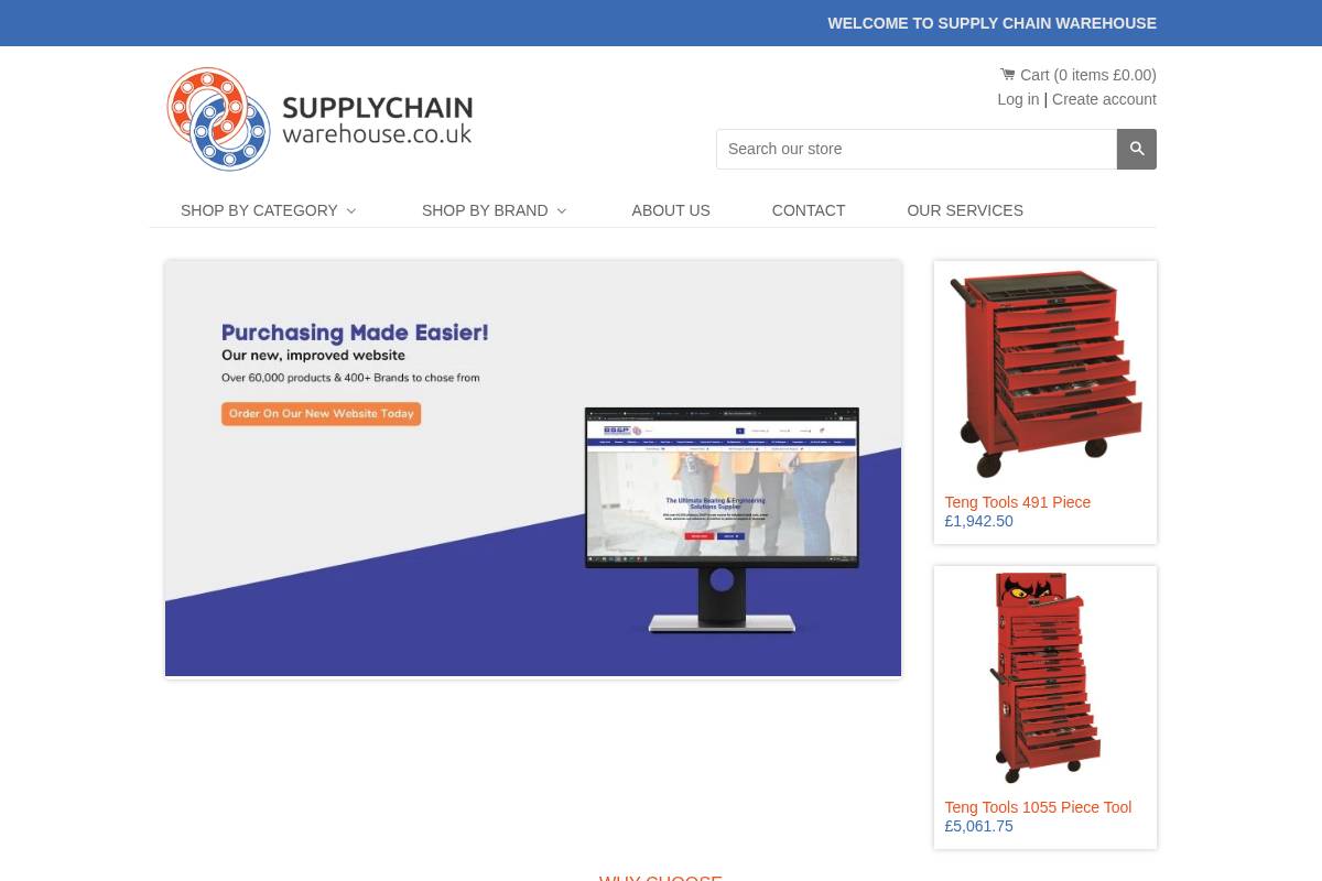 supplychainwarehouse.com homepage screenshot