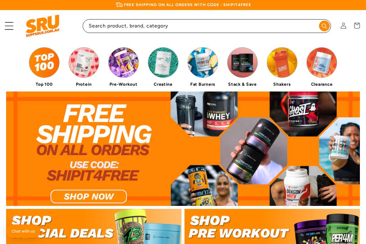 Supps R Us homepage screenshot