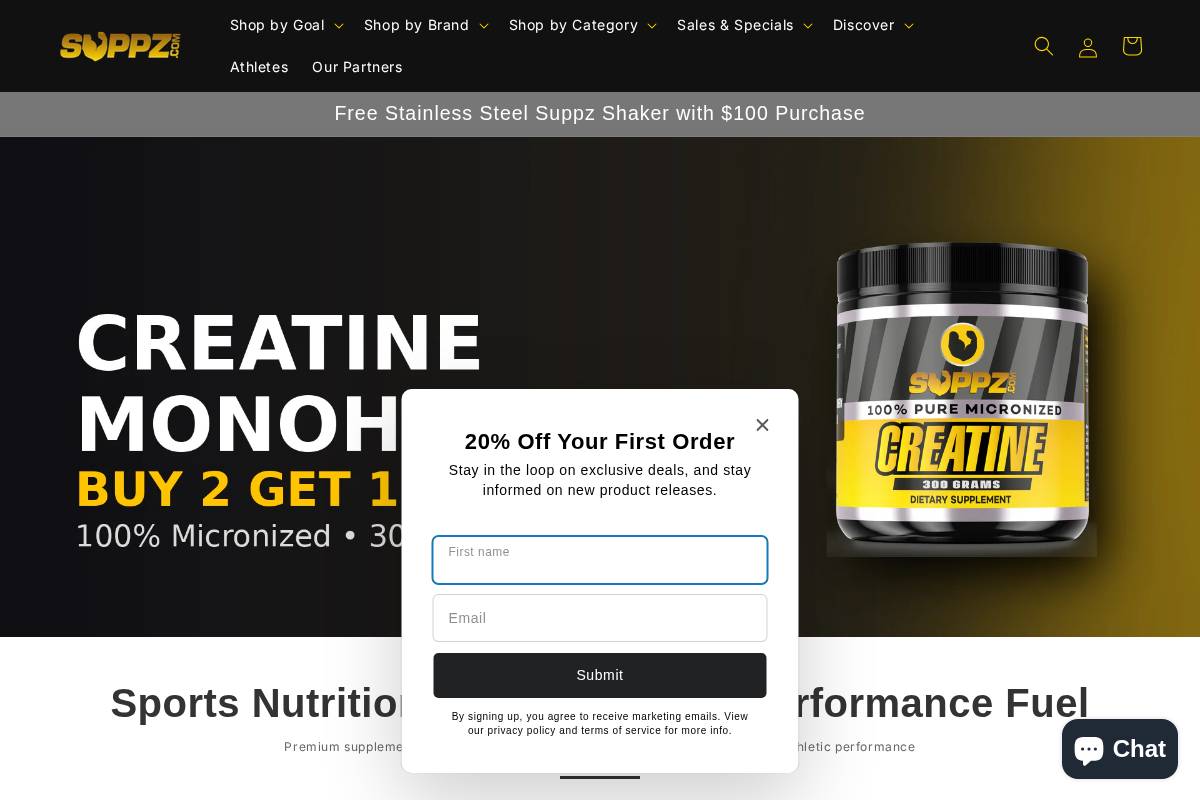 Suppz.com homepage screenshot