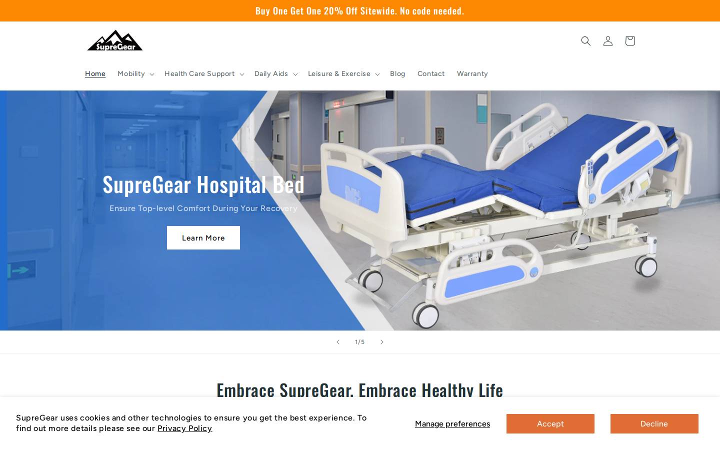 supregear.com homepage screenshot