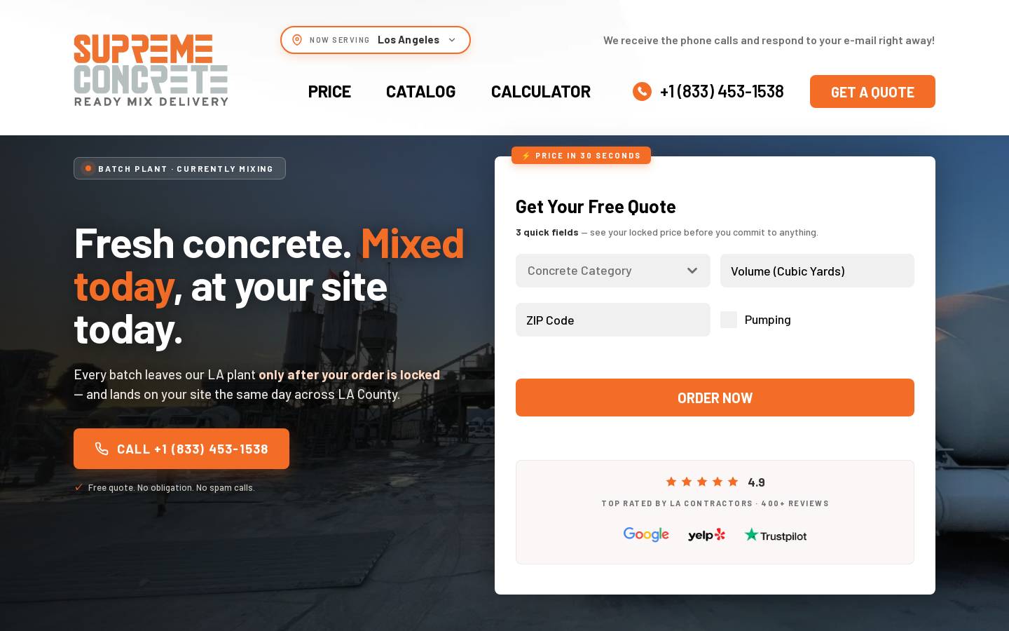 SUPREME CONCRETE  homepage screenshot
