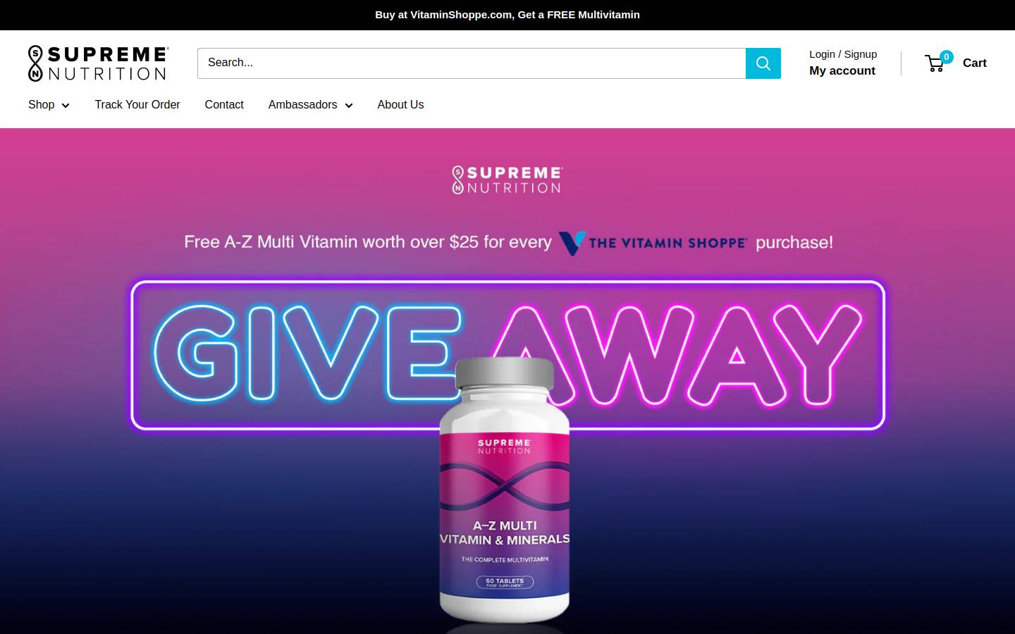 supremenutrition.com homepage screenshot