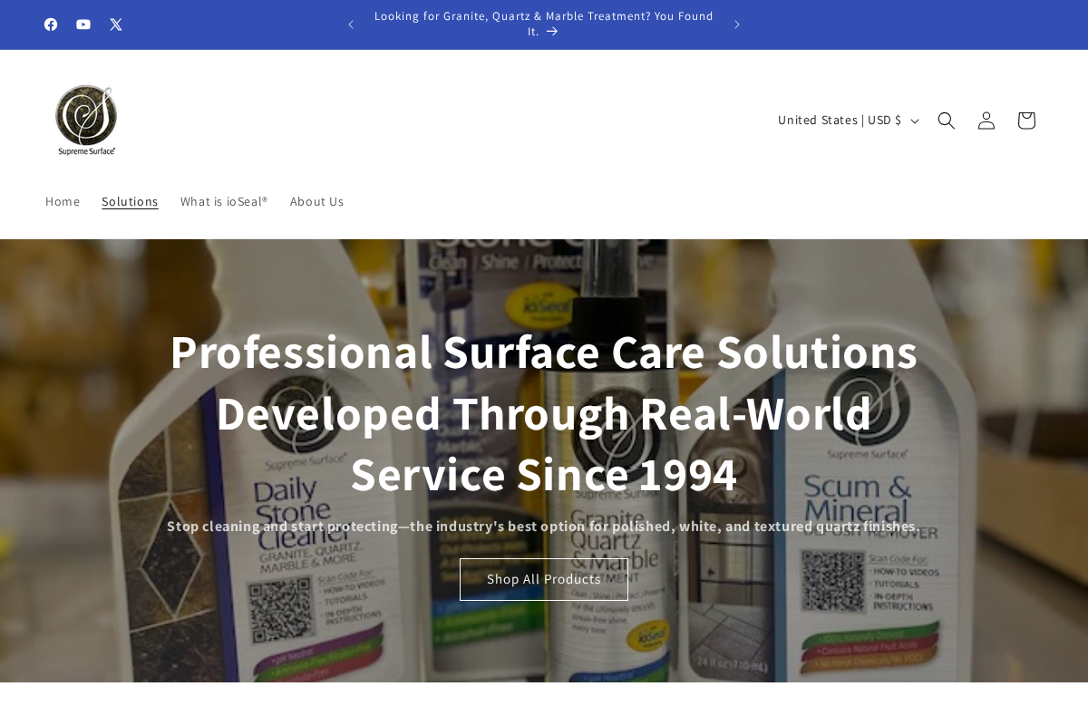 Supreme Surface Cleaners homepage screenshot