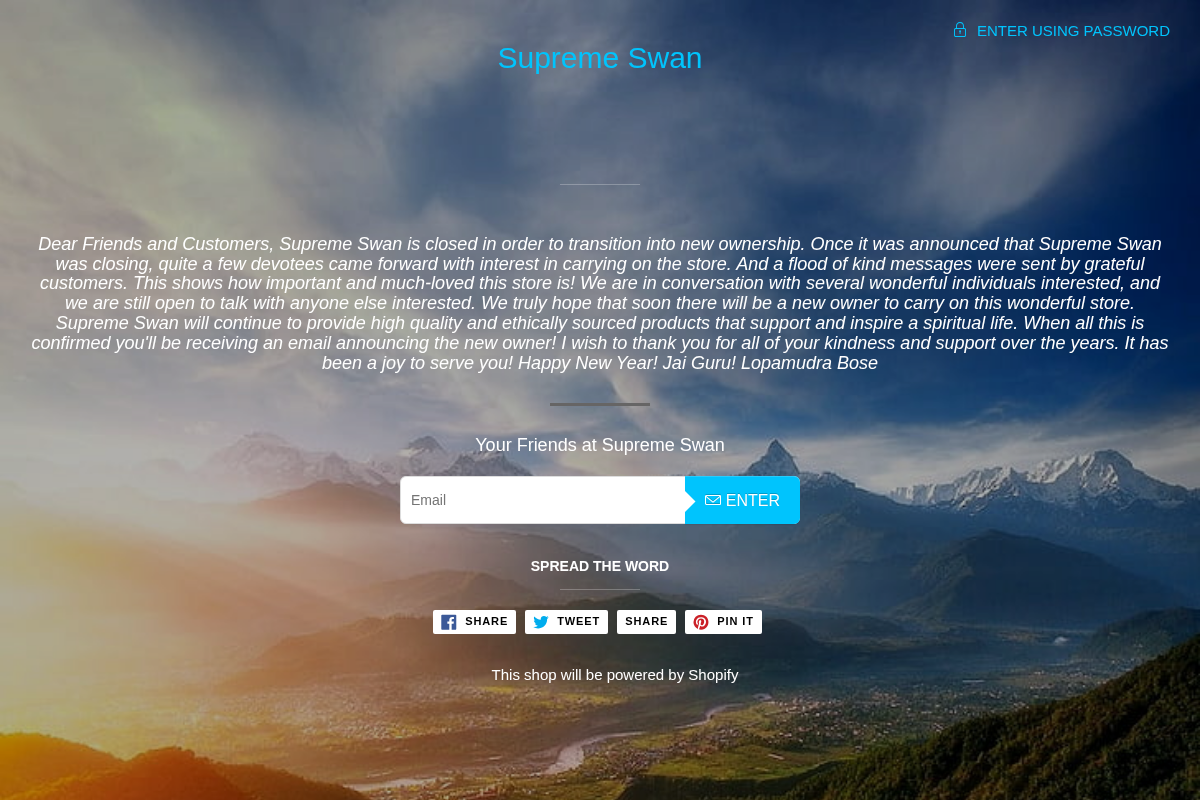 supremeswan.com homepage screenshot