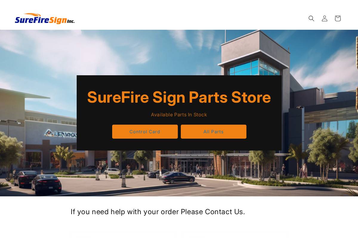 surefiresignparts.com homepage screenshot