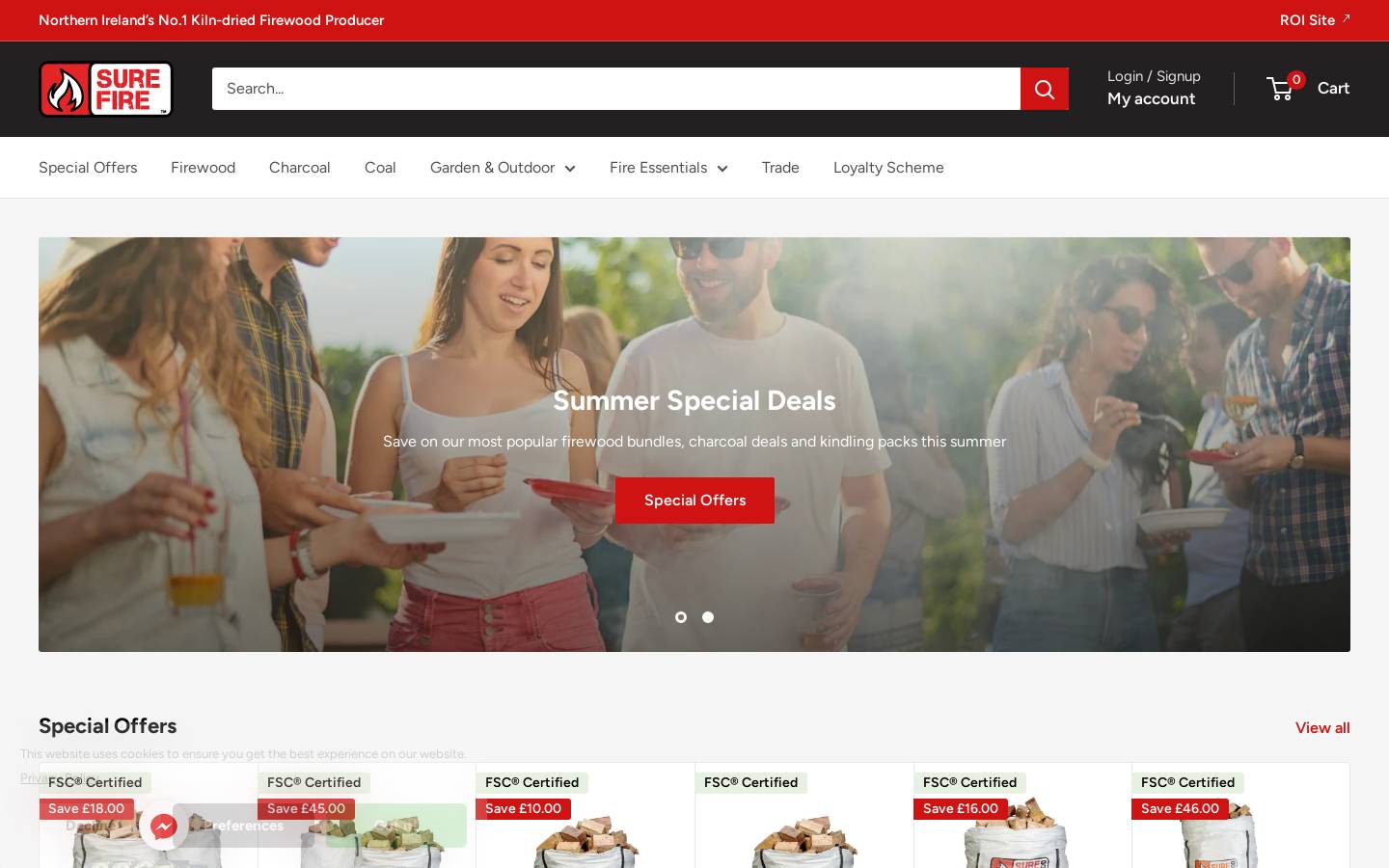 Surefirewood homepage screenshot