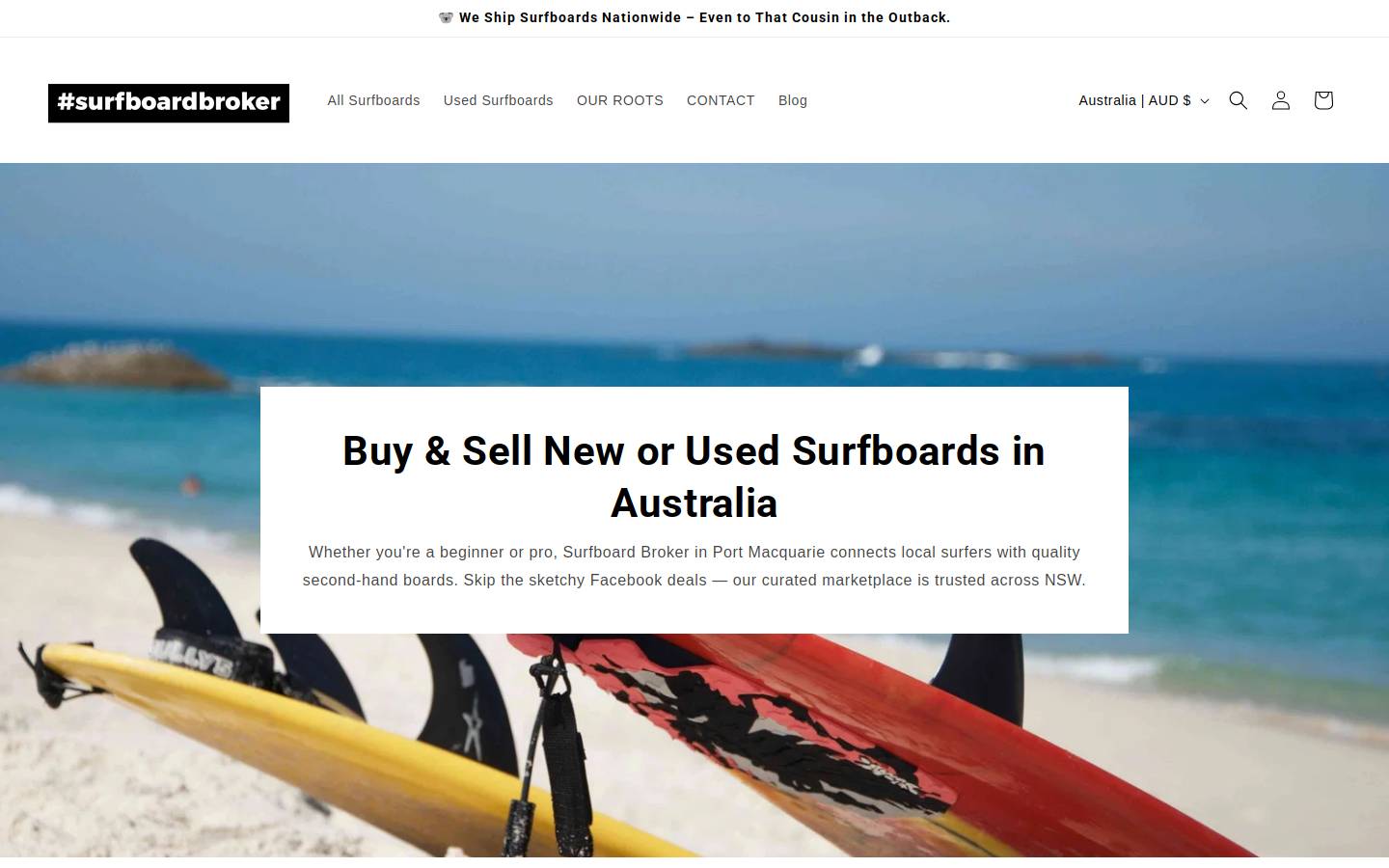 surfboardbrokeraustralia.com homepage screenshot