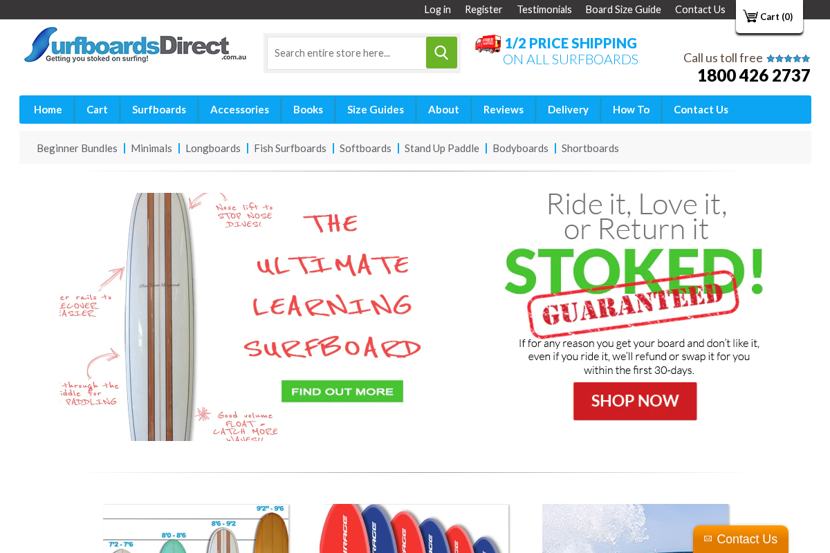 Surfboards Direct - Surfboards for Sale Online: Beginner, Longboards, Minimals, Fish Surfboards for Sale Online: Beginner, Longboards, Minimals, Fish - Surfboards Direct homepage screenshot