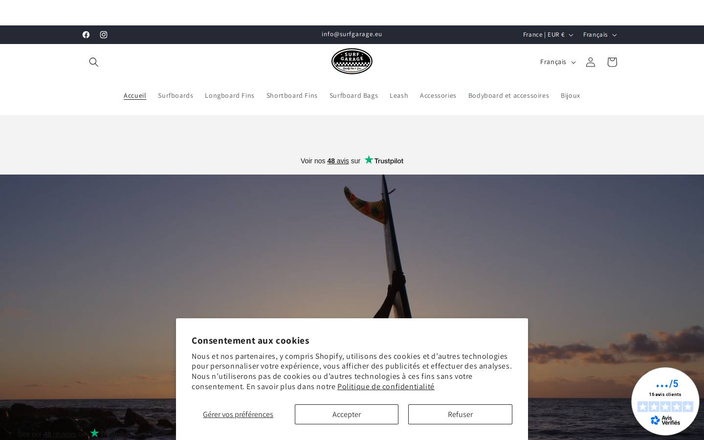 Surfgarage homepage screenshot