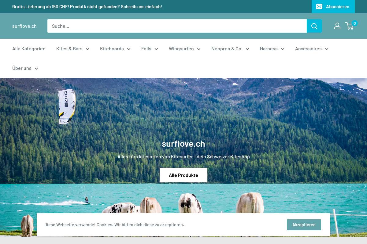 surflove.ch homepage screenshot