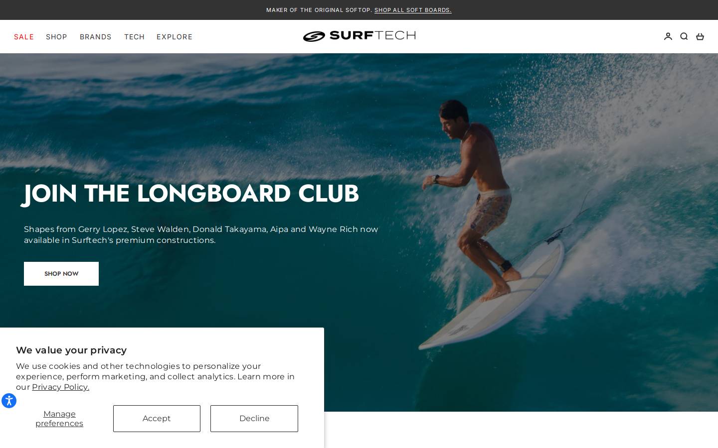 Surftech USA homepage screenshot