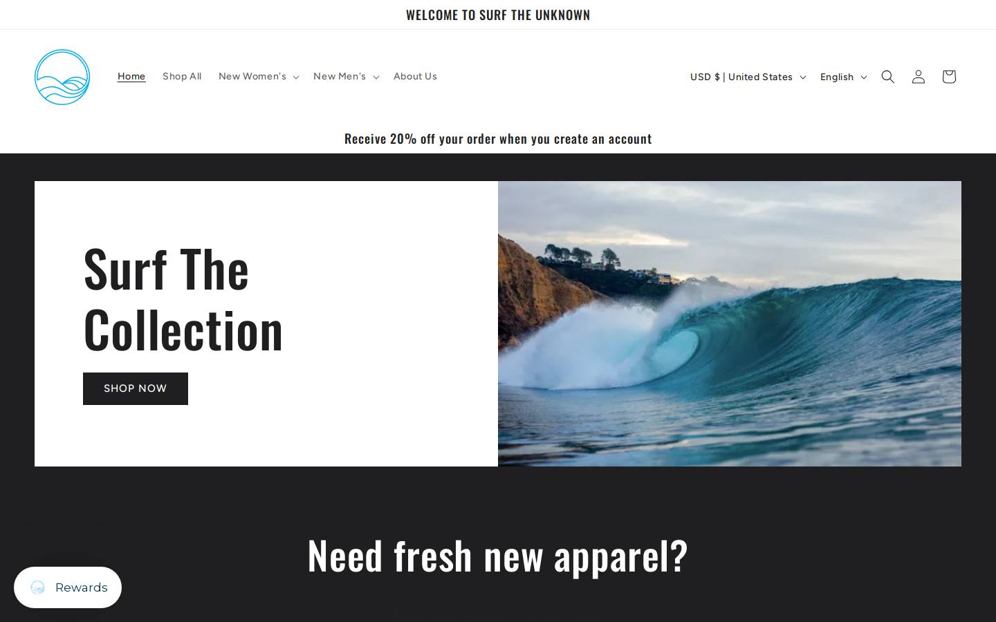 surftheunknown.com homepage screenshot