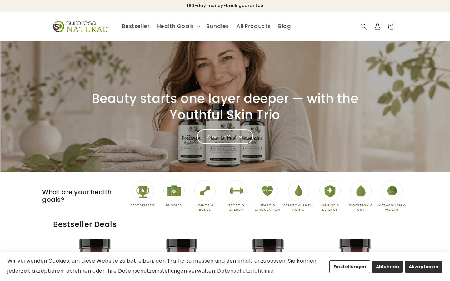 surpresanatural.com homepage screenshot