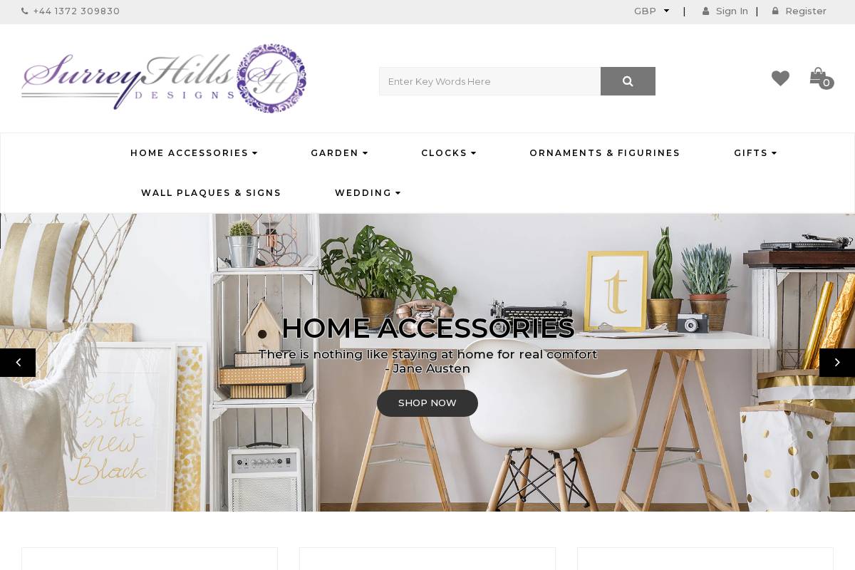 Surreyhillsdesigns homepage screenshot