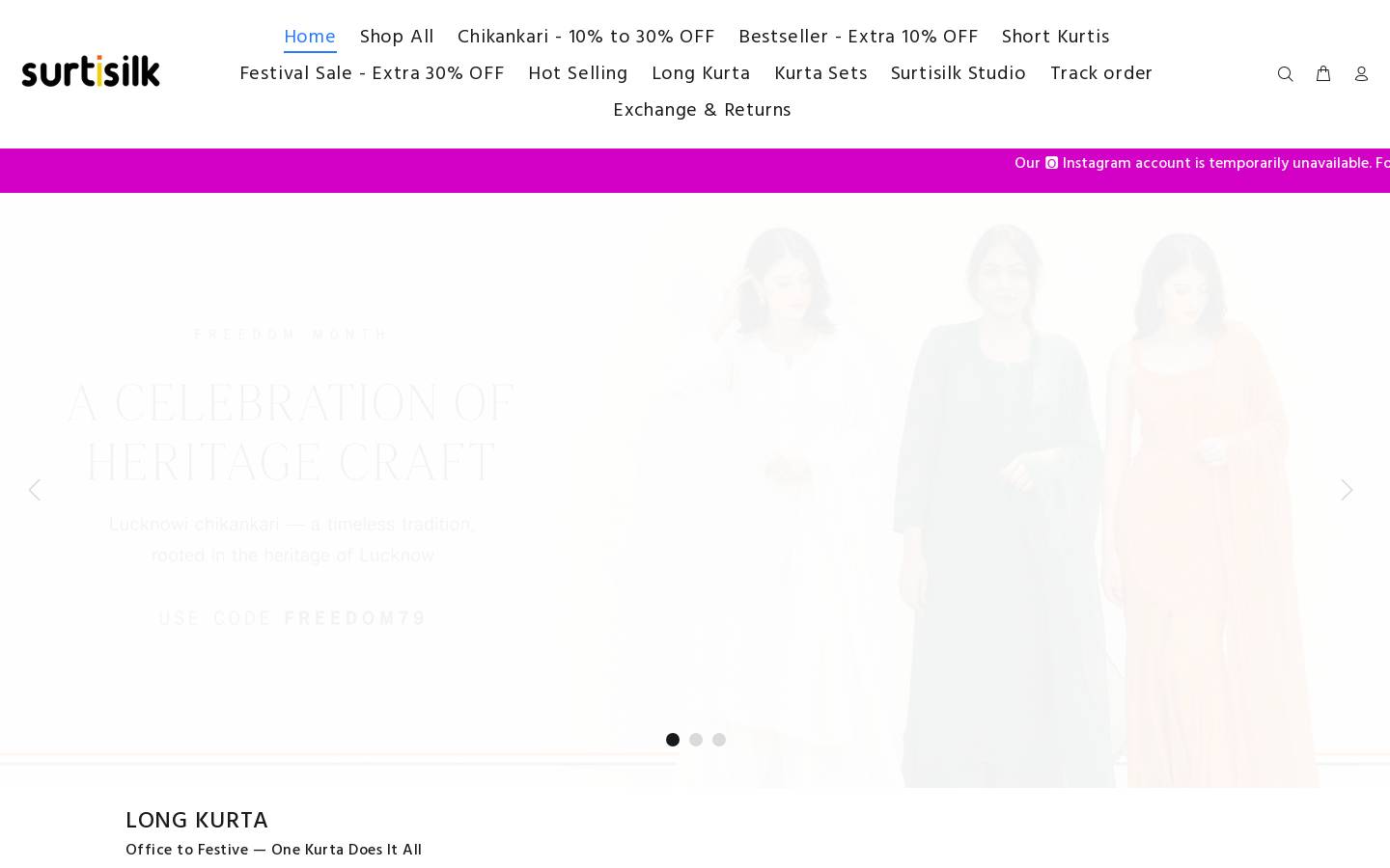 surtisilk.com homepage screenshot