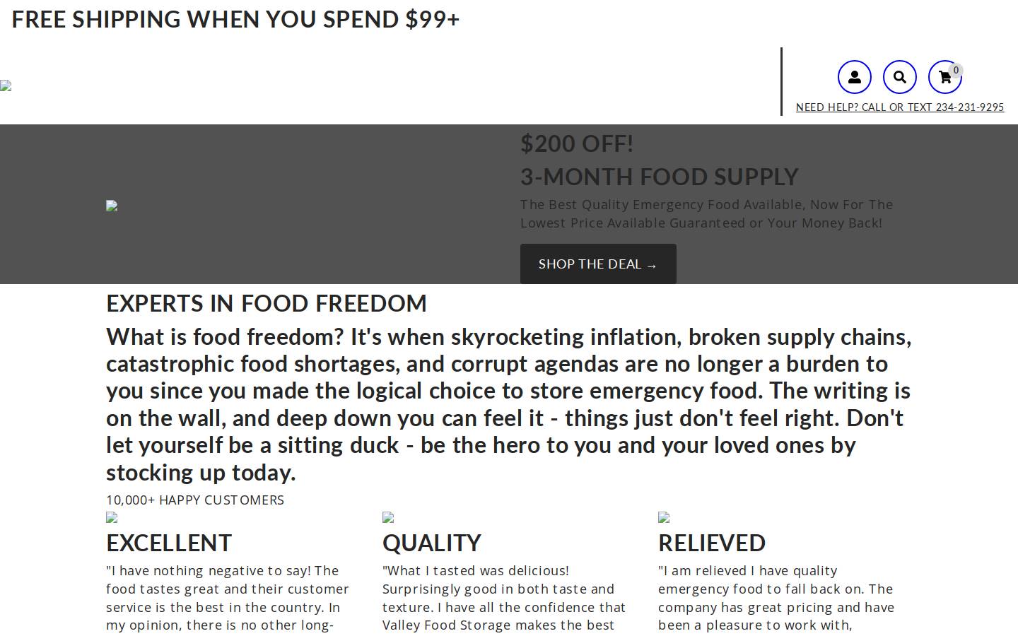 survivalfooddeals.com homepage screenshot