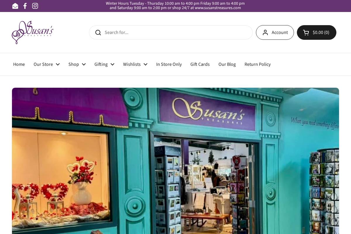susanstreasures.com homepage screenshot