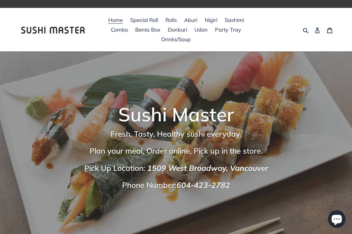 sushimaster.ca homepage screenshot