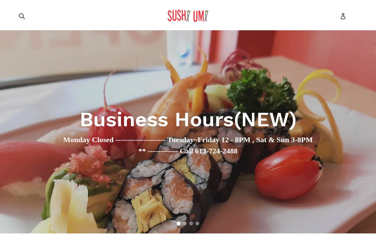 sushiumi.ca homepage screenshot