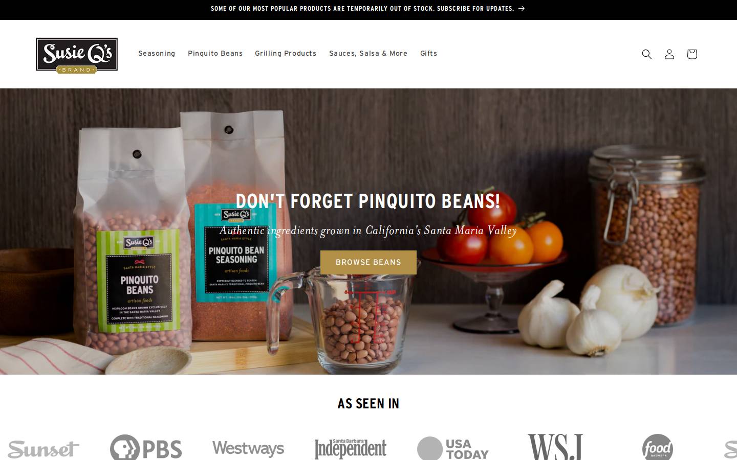 susieqbrand.com homepage screenshot
