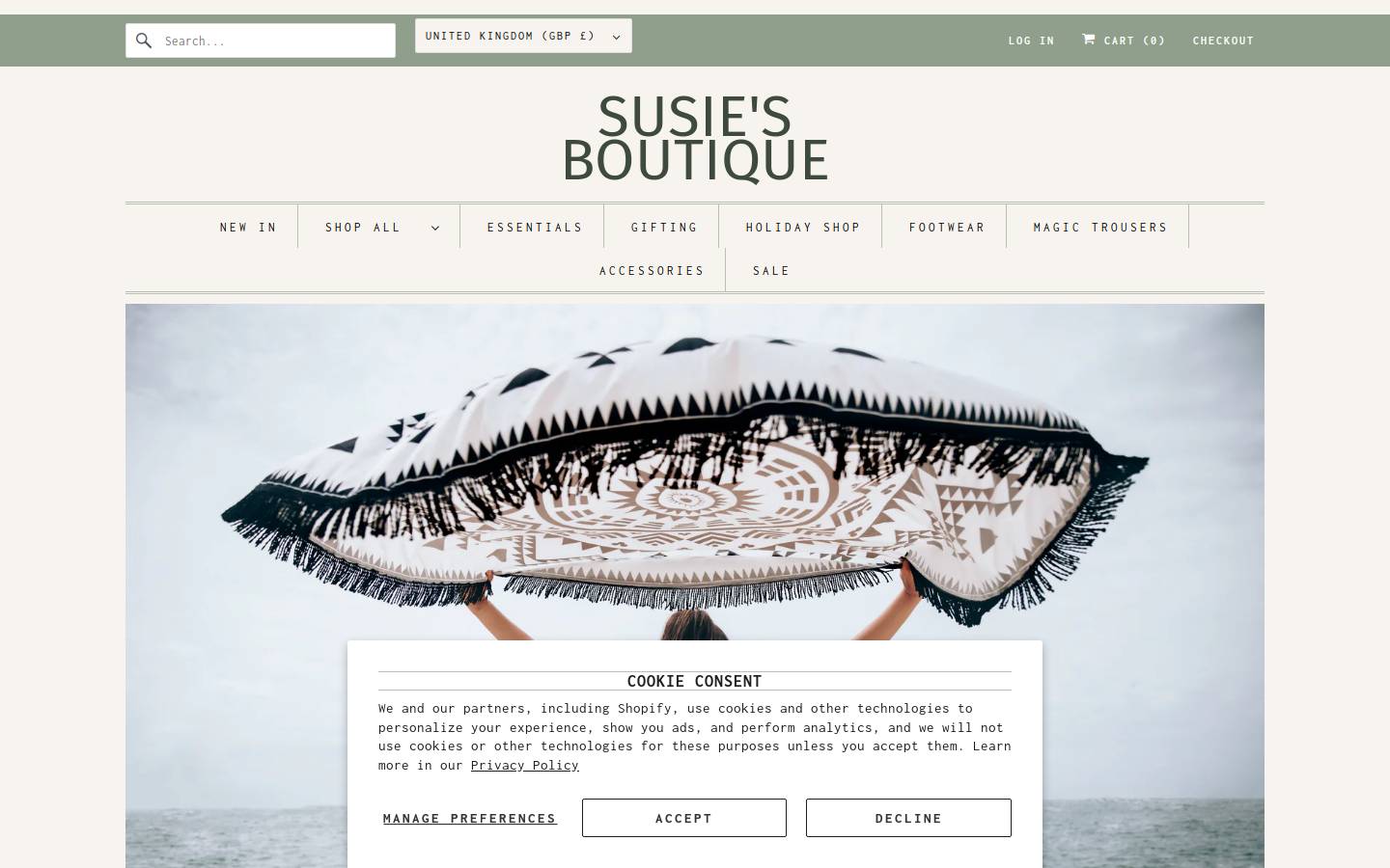 susiesboutique.co.uk homepage screenshot