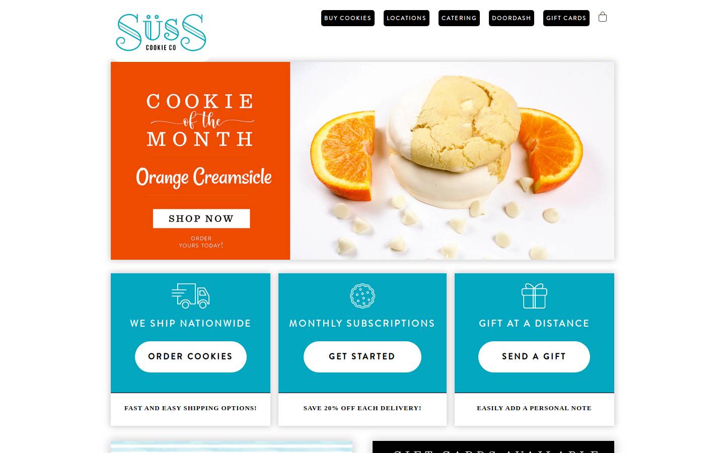 susscookieco.com homepage screenshot