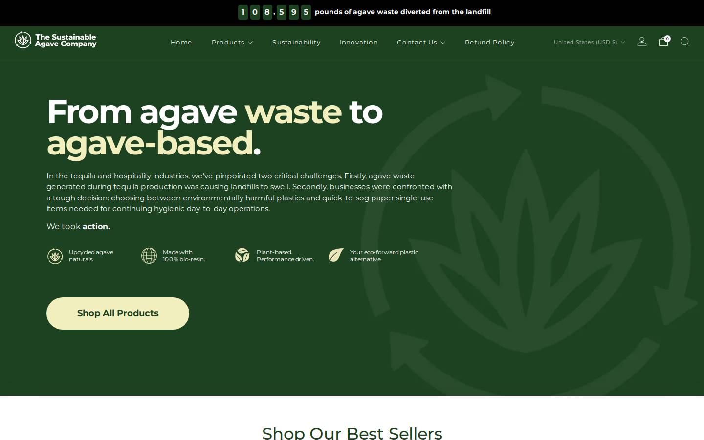 sustainableagavestraws.com homepage screenshot