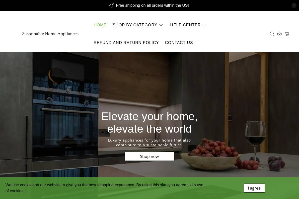 sustainablehomeappliances.com homepage screenshot