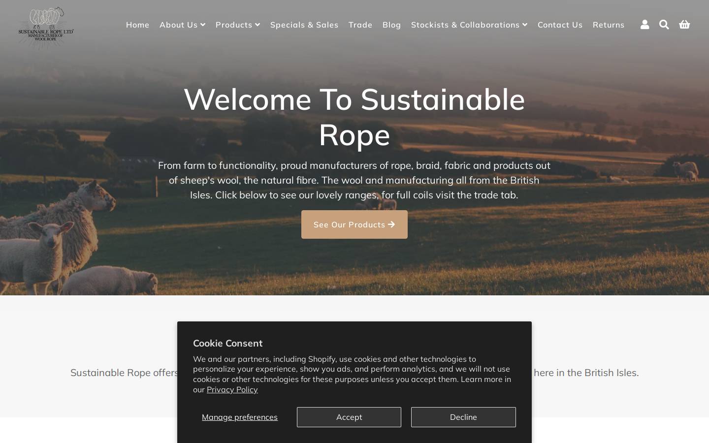 sustainablerope.com homepage screenshot