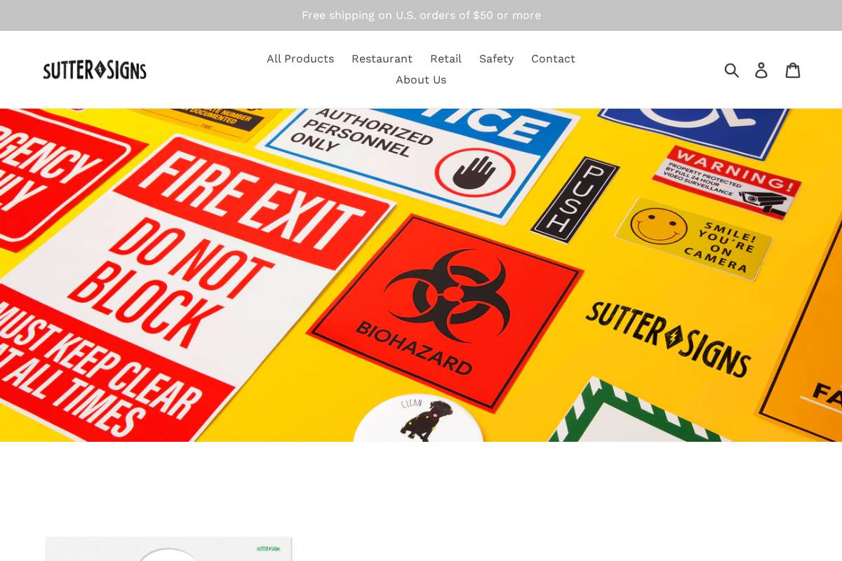 suttersigns.com homepage screenshot