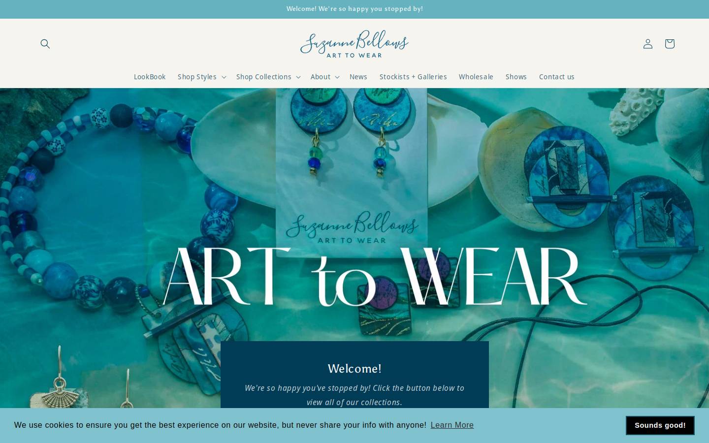 suzannebellowsjewelry.com homepage screenshot
