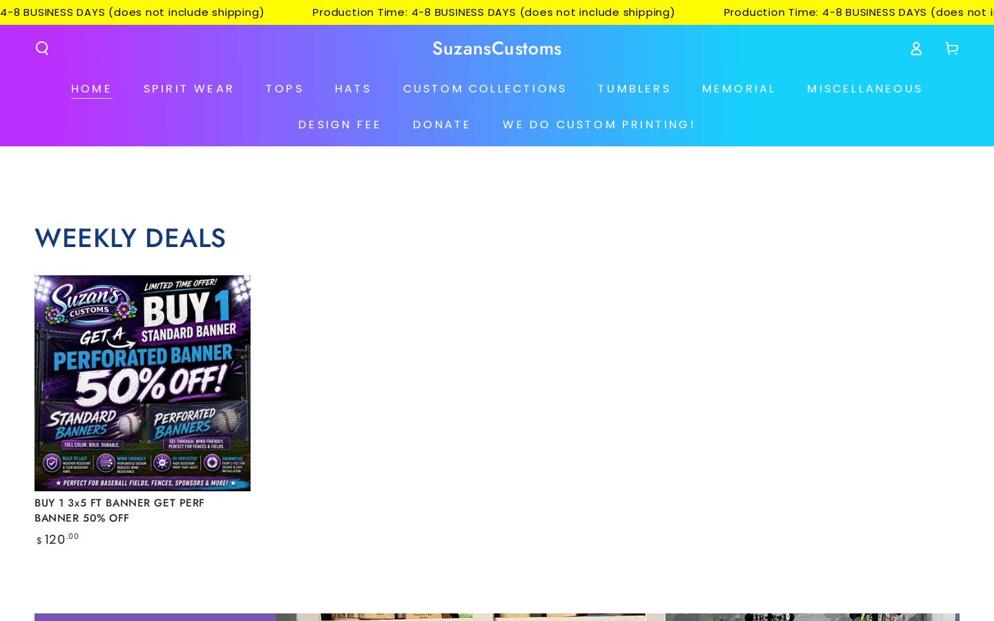 suzanscustoms.com homepage screenshot