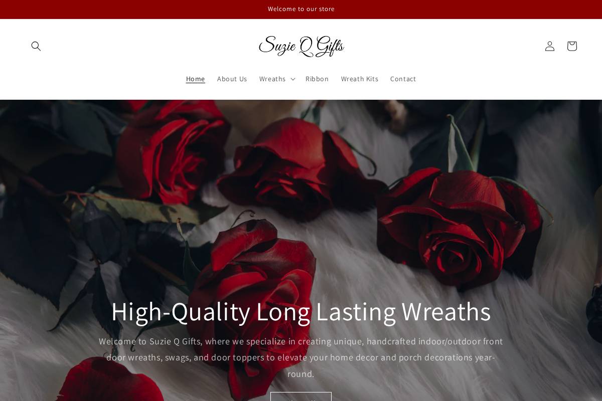 suzieqgifts.com homepage screenshot