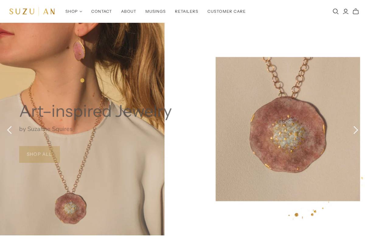 suzuanjewelry.com homepage screenshot