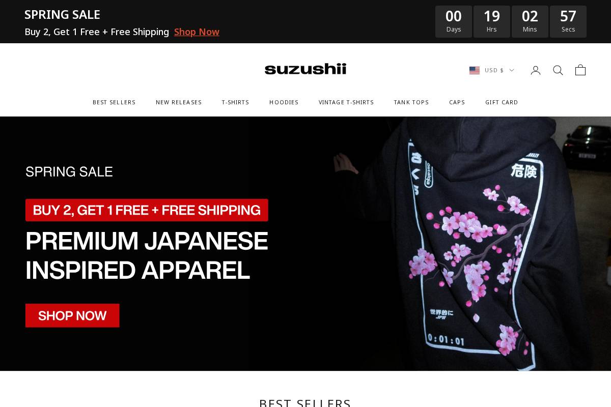 Suzushii Clothing homepage screenshot