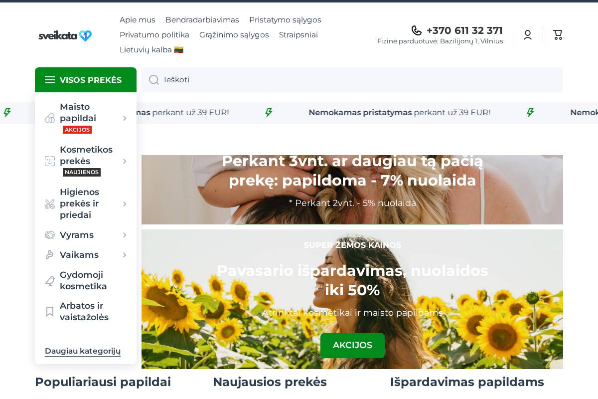 sveikata1.lt homepage screenshot