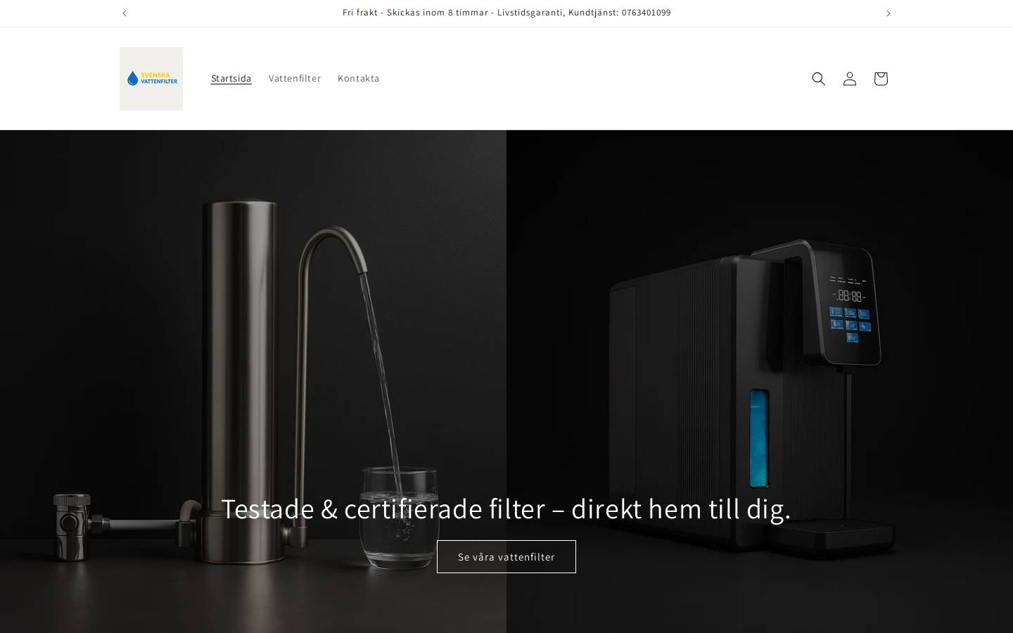 svenskavattenfilter.se homepage screenshot
