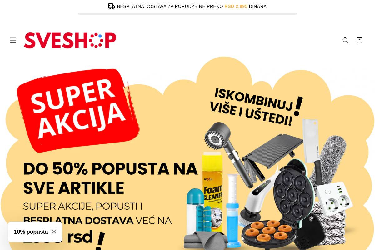 sveshop.rs homepage screenshot