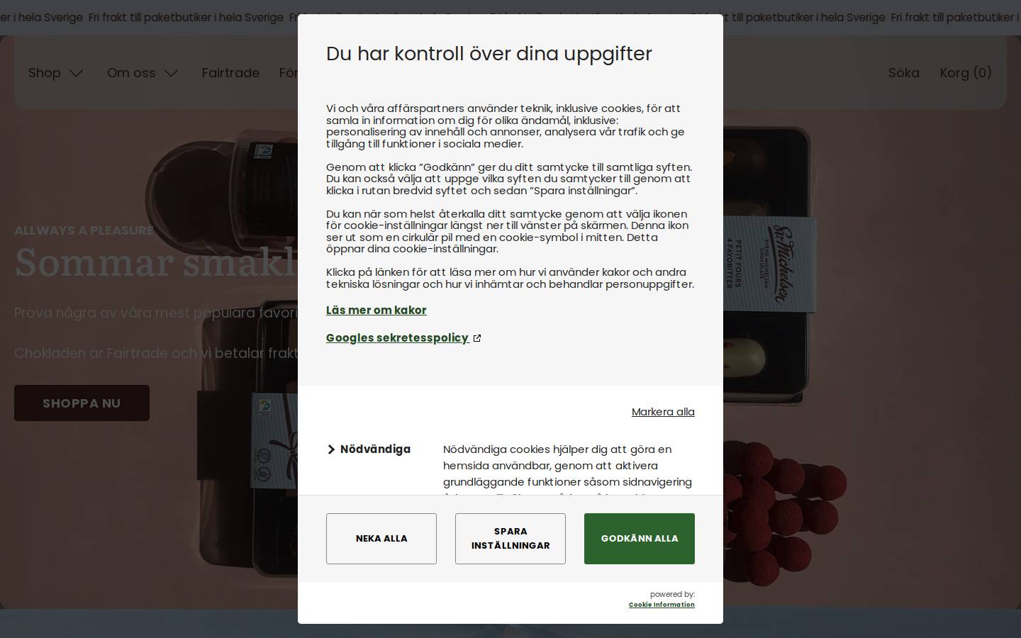 Svend Michelsen Chokolade homepage screenshot