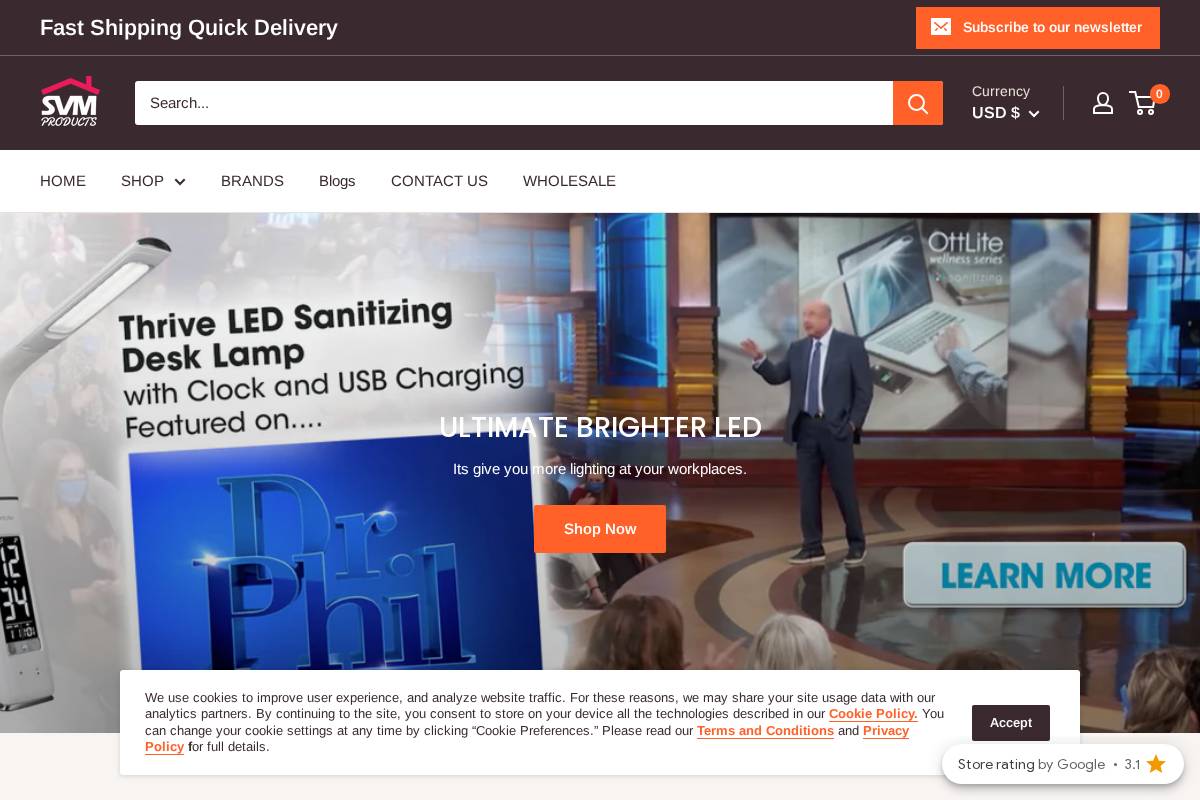 SVMProducts homepage screenshot