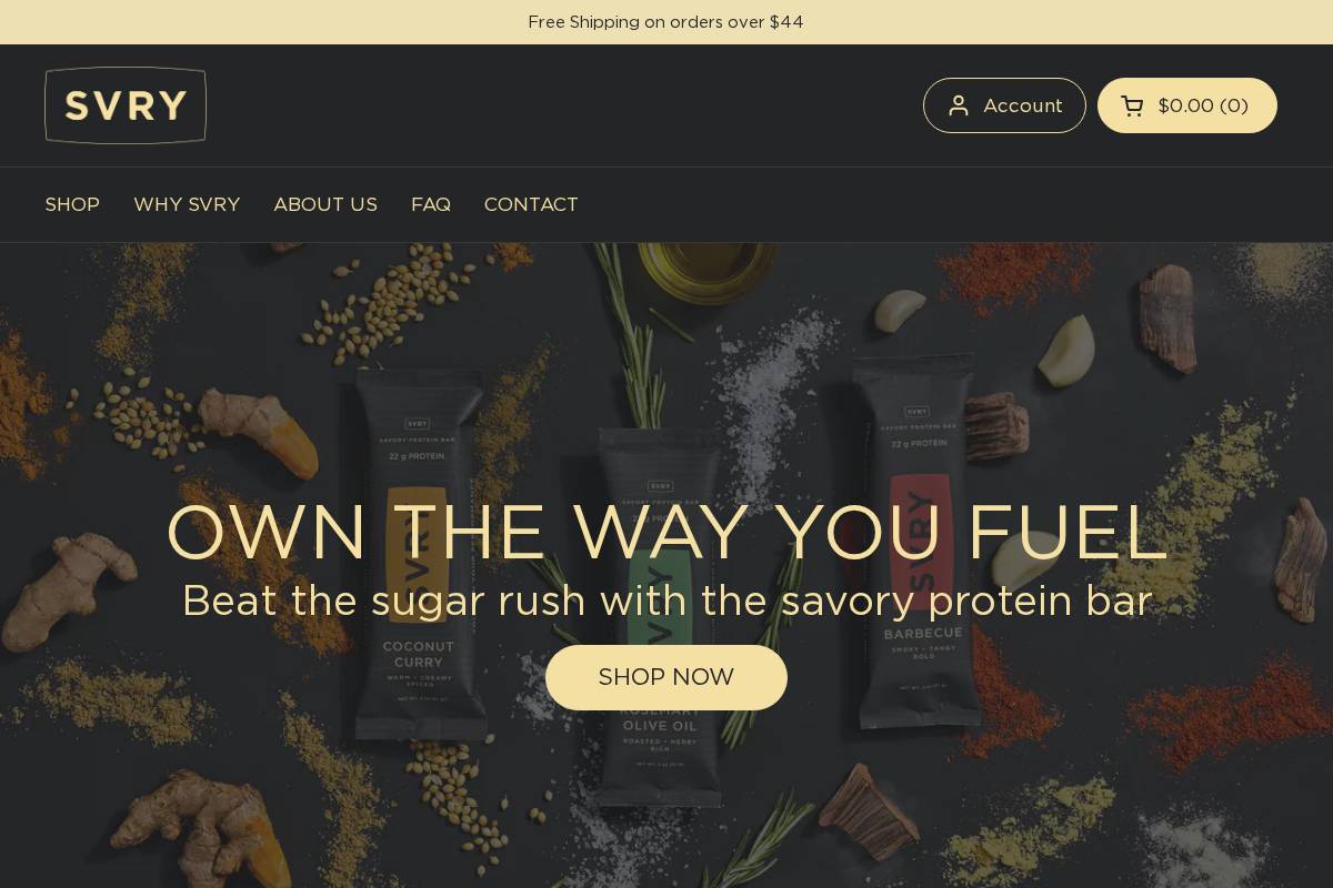 Svrynutrition homepage screenshot
