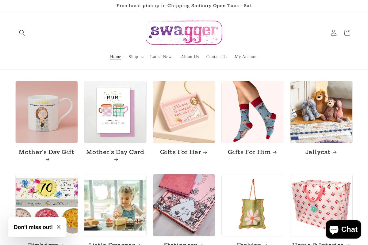 Swaggerunique homepage screenshot