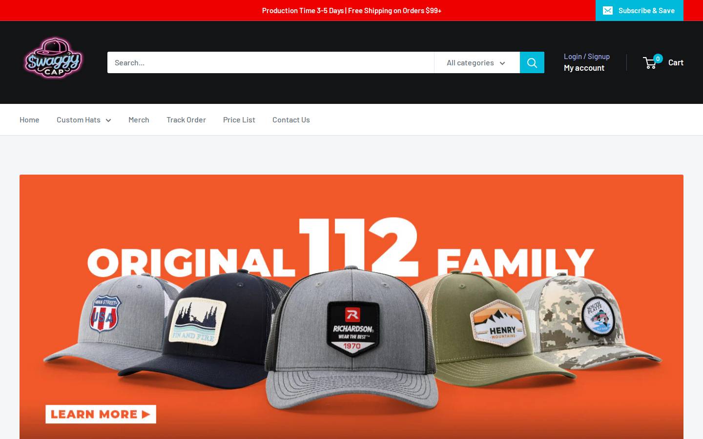 swaggycap.com homepage screenshot